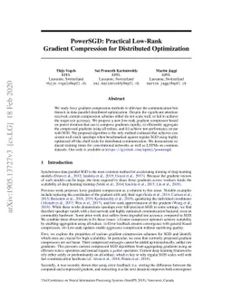 PowerSGD: Practical Low-Rank Gradient Compression for Distributed
  Optimization