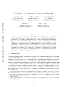 Unlabeled Data Improves Adversarial Robustness