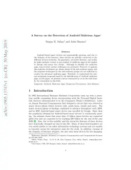 A Survey on the Detection of Android Malicious Apps