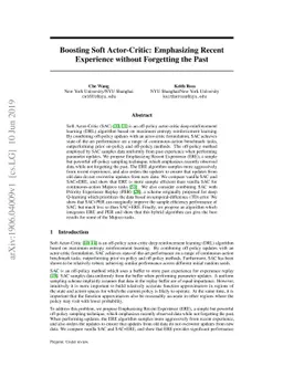 Boosting Soft Actor-Critic: Emphasizing Recent Experience without
  Forgetting the Past