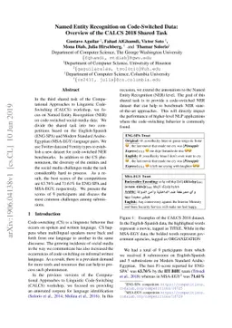 Named Entity Recognition on Code-Switched Data: Overview of the CALCS
  2018 Shared Task