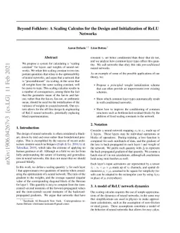 Beyond Folklore: A Scaling Calculus for the Design and Initialization of
  ReLU Networks
