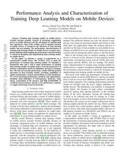 Performance Analysis and Characterization of Training Deep Learning
  Models on Mobile Devices