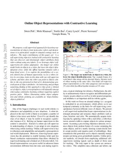 Online Object Representations with Contrastive Learning