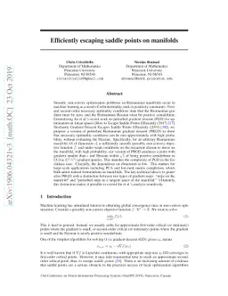 Efficiently escaping saddle points on manifolds