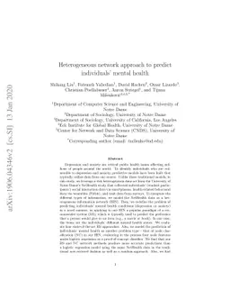 Heterogeneous network approach to predict individuals' mental health
