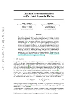 Ultra Fast Medoid Identification via Correlated Sequential Halving