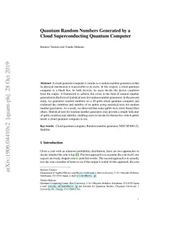 Quantum Random Numbers generated by the Cloud Superconducting Quantum
  Computer
