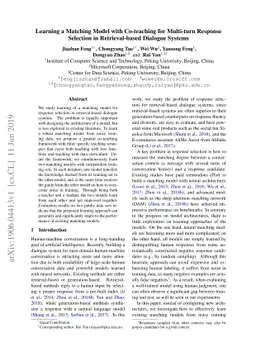 Learning a Matching Model with Co-teaching for Multi-turn Response
  Selection in Retrieval-based Dialogue Systems