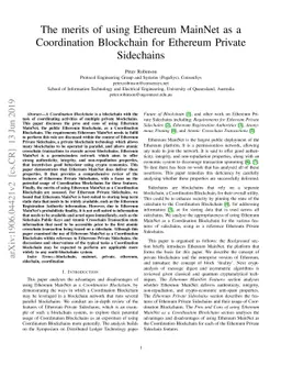 The merits of using Ethereum MainNet as a Coordination Blockchain for
  Ethereum Private Sidechains