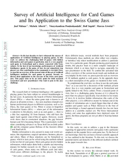 Survey of Artificial Intelligence for Card Games and Its Application to
  the Swiss Game Jass
