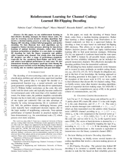 Reinforcement Learning for Channel Coding: Learned Bit-Flipping Decoding