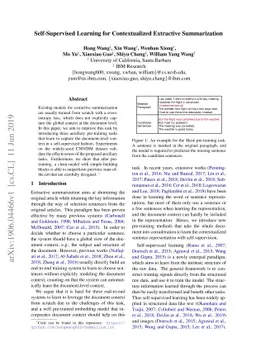 Self-Supervised Learning for Contextualized Extractive Summarization