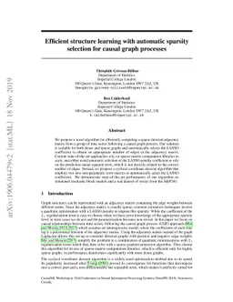 Efficient structure learning with automatic sparsity selection for
  causal graph processes