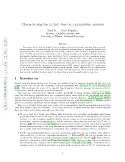 Characterizing the implicit bias via a primal-dual analysis
