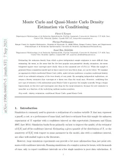 Monte Carlo and Quasi-Monte Carlo Density Estimation via Conditioning