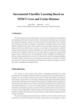 Incremental Classifier Learning Based on PEDCC-Loss and Cosine Distance