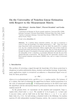 On the Universality of Noiseless Linear Estimation with Respect to the
  Measurement Matrix
