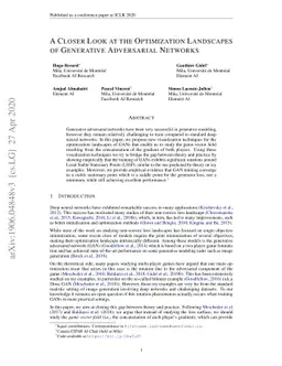 A Closer Look at the Optimization Landscapes of Generative Adversarial
  Networks