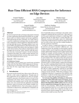 Run-Time Efficient RNN Compression for Inference on Edge Devices