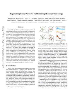 Regularizing Neural Networks via Minimizing Hyperspherical Energy