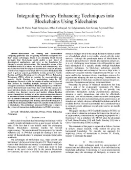 Integrating Privacy Enhancing Techniques into Blockchains Using
  Sidechains