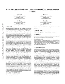 Real-time Attention Based Look-alike Model for Recommender System