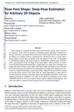 Pose from Shape: Deep Pose Estimation for Arbitrary 3D Objects