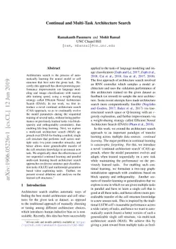 Continual and Multi-Task Architecture Search