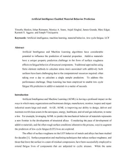 Artificial Intelligence Enabled Material Behavior Prediction