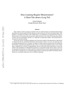 Does Learning Require Memorization? A Short Tale about a Long Tail