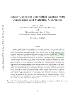 Tensor Canonical Correlation Analysis with Convergence and Statistical
  Guarantees