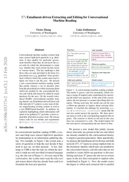 E3: Entailment-driven Extracting and Editing for Conversational Machine
  Reading