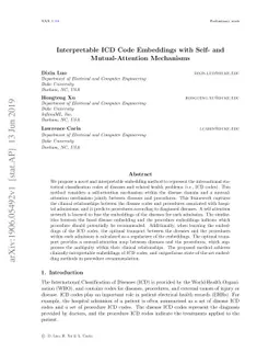 Interpretable ICD Code Embeddings with Self- and Mutual-Attention
  Mechanisms