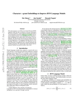 Character n-gram Embeddings to Improve RNN Language Models