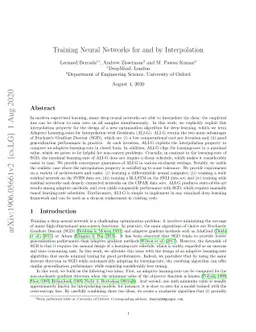 Training Neural Networks for and by Interpolation