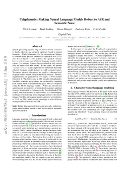 Telephonetic: Making Neural Language Models Robust to ASR and Semantic
  Noise