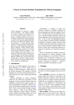 A Focus on Neural Machine Translation for African Languages