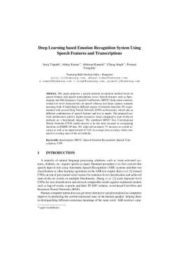 Deep Learning based Emotion Recognition System Using Speech Features and
  Transcriptions