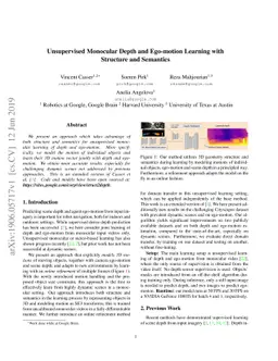 Unsupervised Monocular Depth and Ego-motion Learning with Structure and
  Semantics