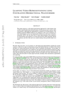 Learning Video Representations using Contrastive Bidirectional
  Transformer