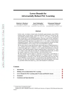 Lower Bounds for Adversarially Robust PAC Learning