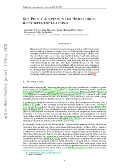 Sub-policy Adaptation for Hierarchical Reinforcement Learning