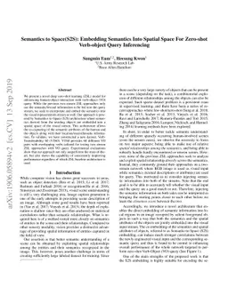 Semantics to Space(S2S): Embedding semantics into spatial space for
  zero-shot verb-object query inferencing
