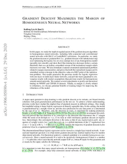 Gradient Descent Maximizes the Margin of Homogeneous Neural Networks