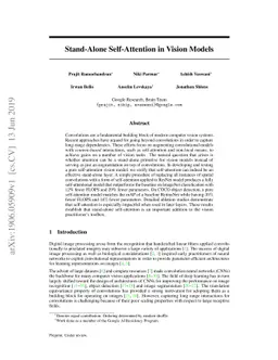 Stand-Alone Self-Attention in Vision Models