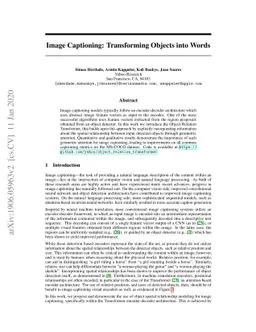 Image Captioning: Transforming Objects into Words
