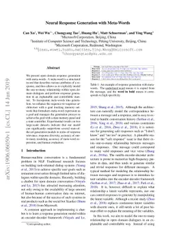 Neural Response Generation with Meta-Words