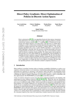 Direct Policy Gradients: Direct Optimization of Policies in Discrete
  Action Spaces