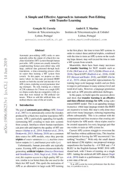 A Simple and Effective Approach to Automatic Post-Editing with Transfer
  Learning